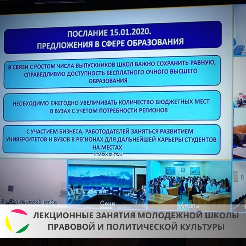 Лекционные занятия в молодежной школе правовой и политической культуры